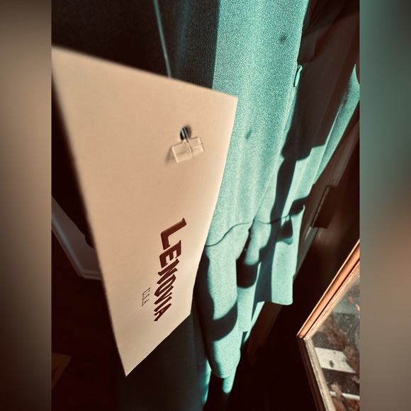 Lenovia Mother of The Bride Wrap Bodice Asymmetrical Peplum Long Dress Hunter 3X - Picture 5 of 12